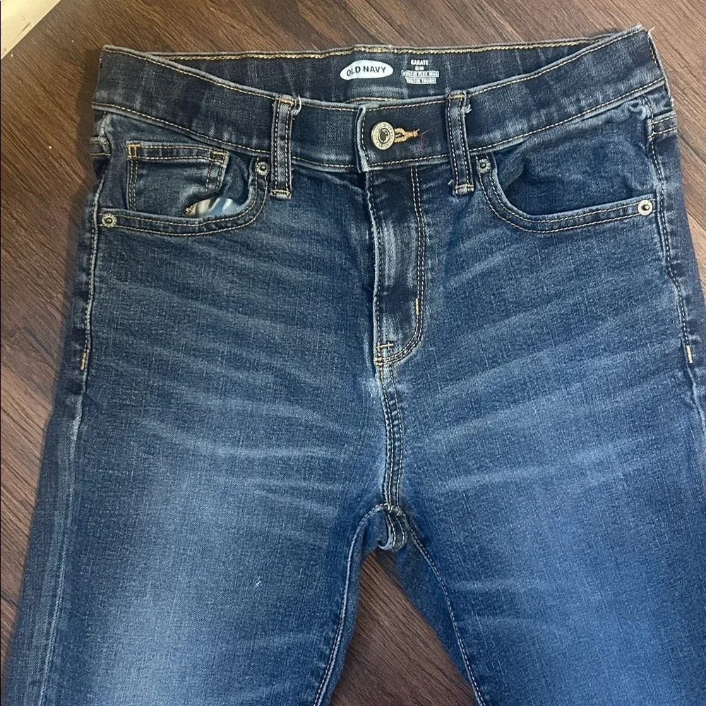 Old Navy Karate slim adjustable indigo island blue jeans size 14